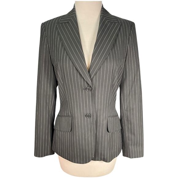 The Limited Black White Pinstripe Blazer Women’s Size 6 Two Button Stretch Lined - Picture 1 of 9